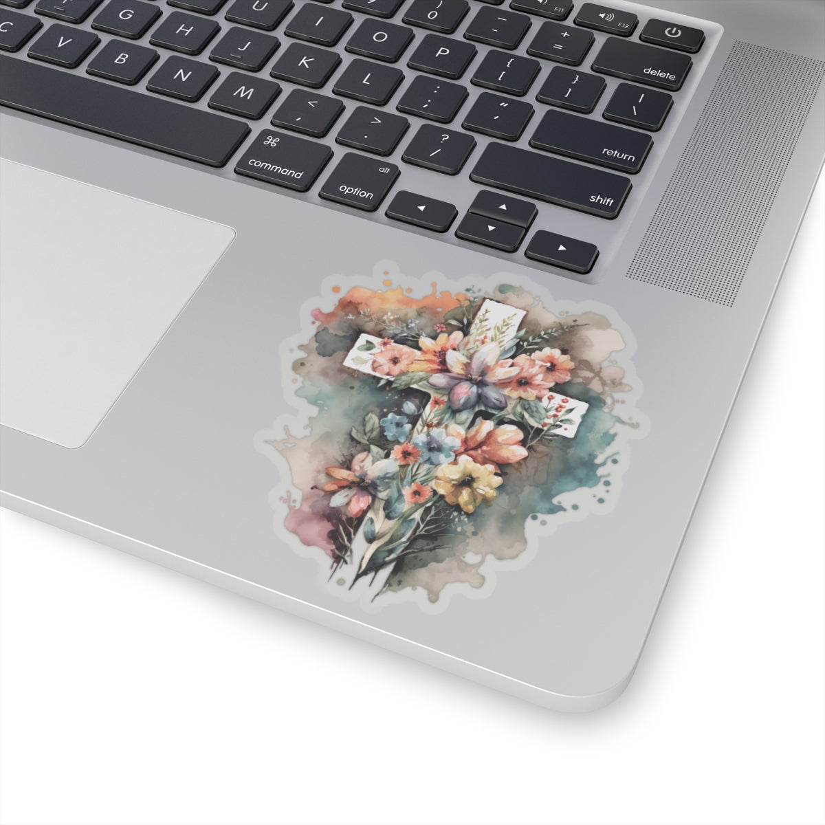 Watercolor Floral Cross Day Vinyl Sticker