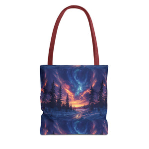 Winter Northern Lights Tote Bag