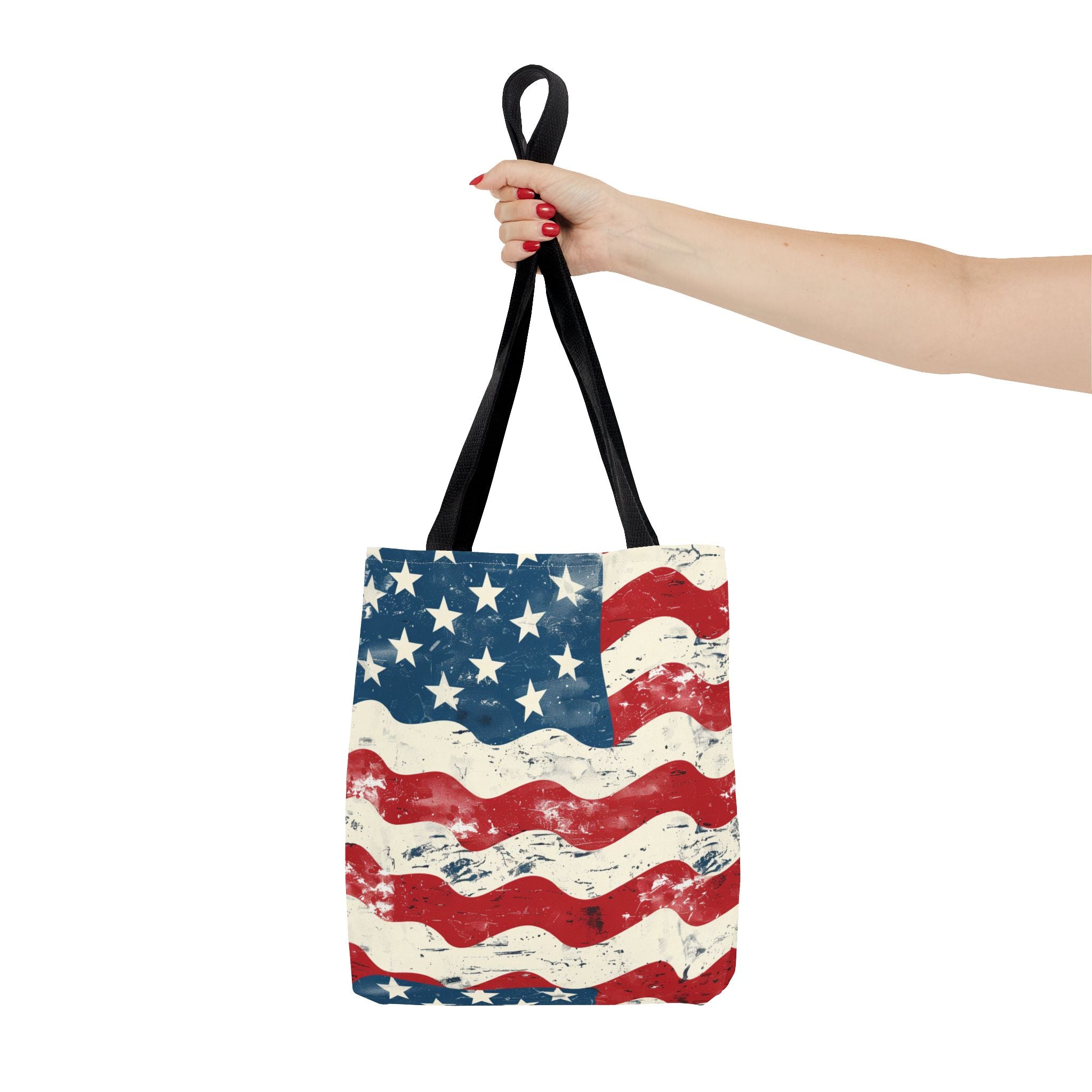 Red, Blue & White Starts American Flag Pattern Patriotic Tote Bag