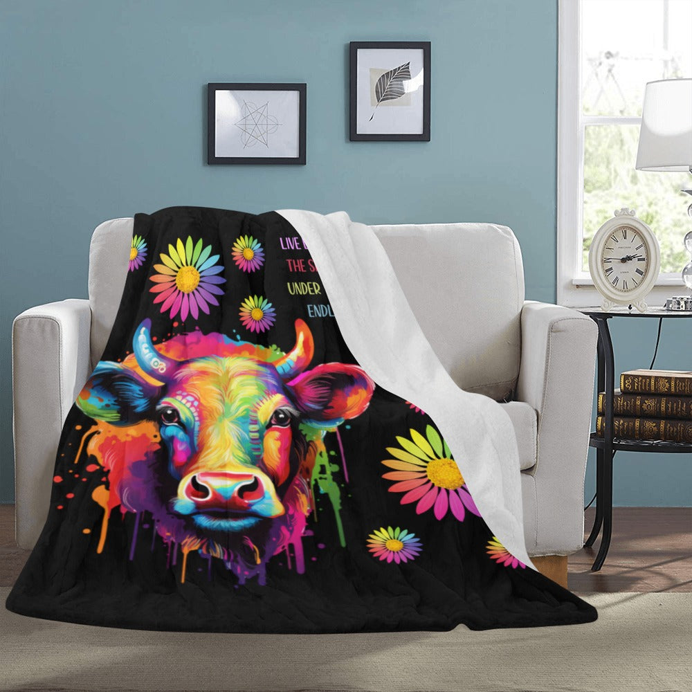 Cranberry Lake Designs Tie Dye Hippie Cow Ultra-Soft Micro Fleece Blanket 60" x 80"