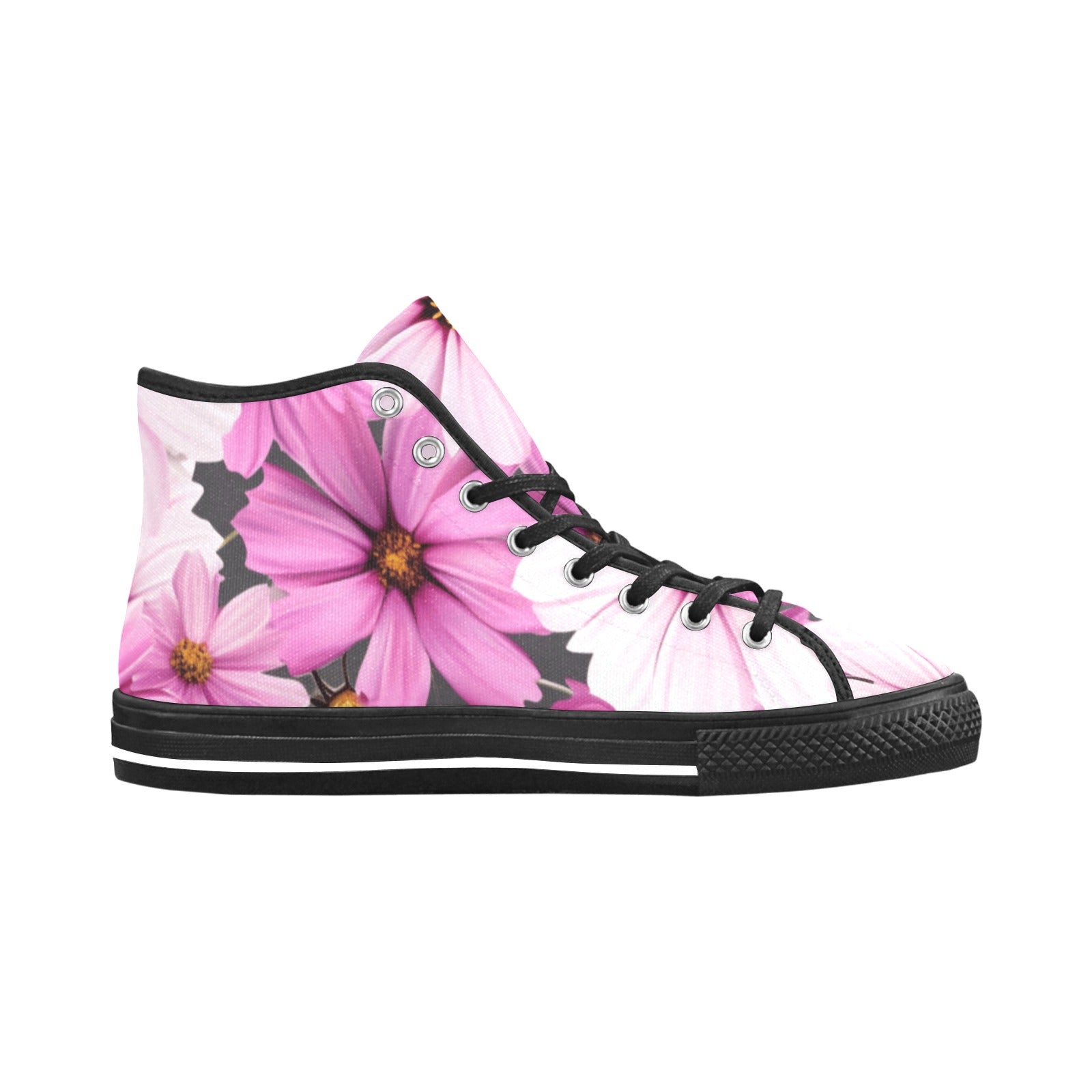 Pink Cosmos Blossom High-Top Sneakers - Cranberry Lake Design Co.  #