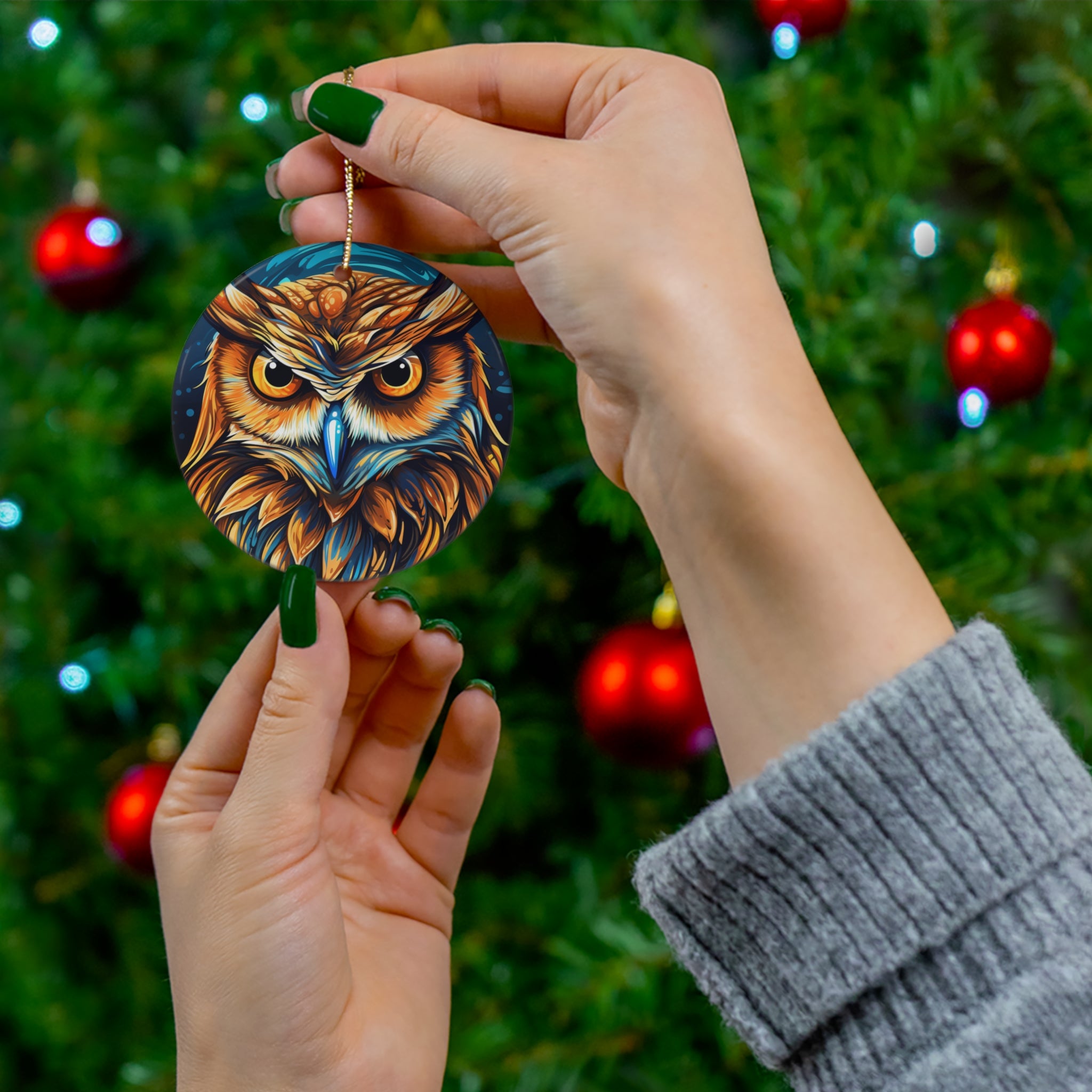 Cherished Owl Ceramic Ornament