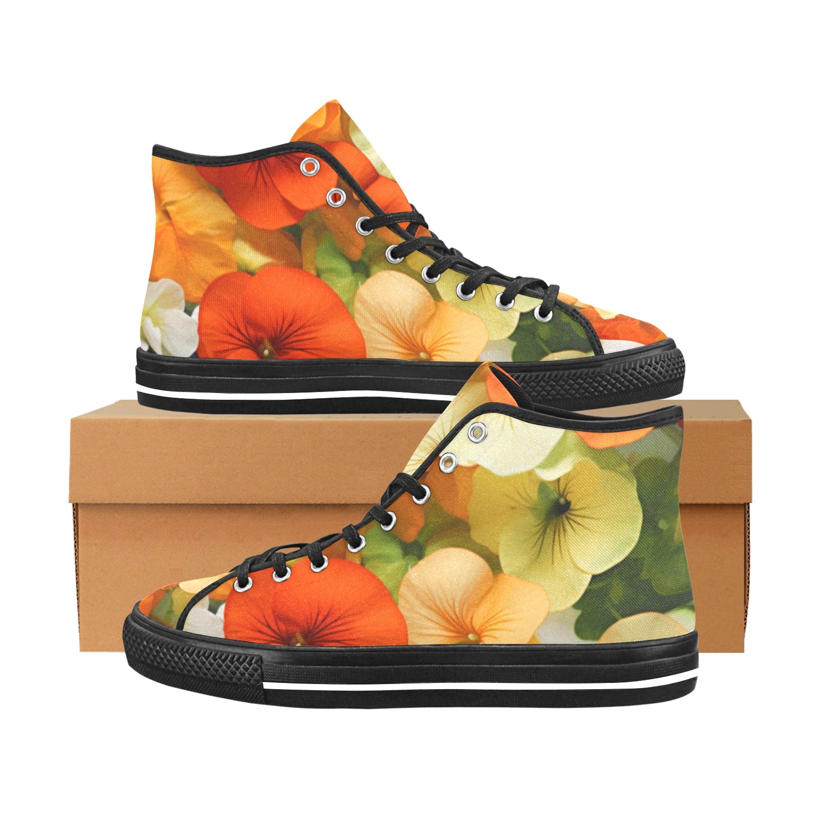 Pansy Paradise High-Top Sneakers: Elevate Your Style - Cranberry Lake Design Co.  #