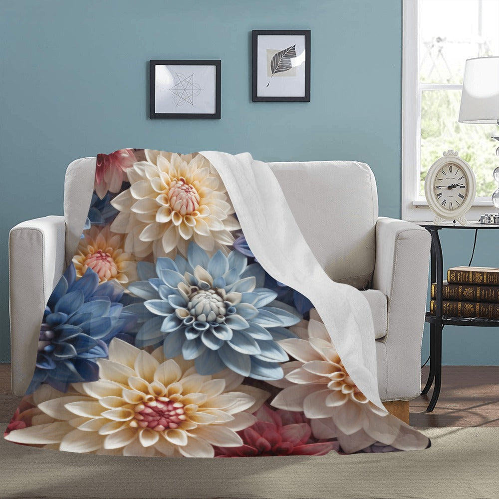 Dahlia Floral Throw Blanket - Ultra-Soft 60x80 Fleece Blanket with Multicolor Dahlia Flower Design