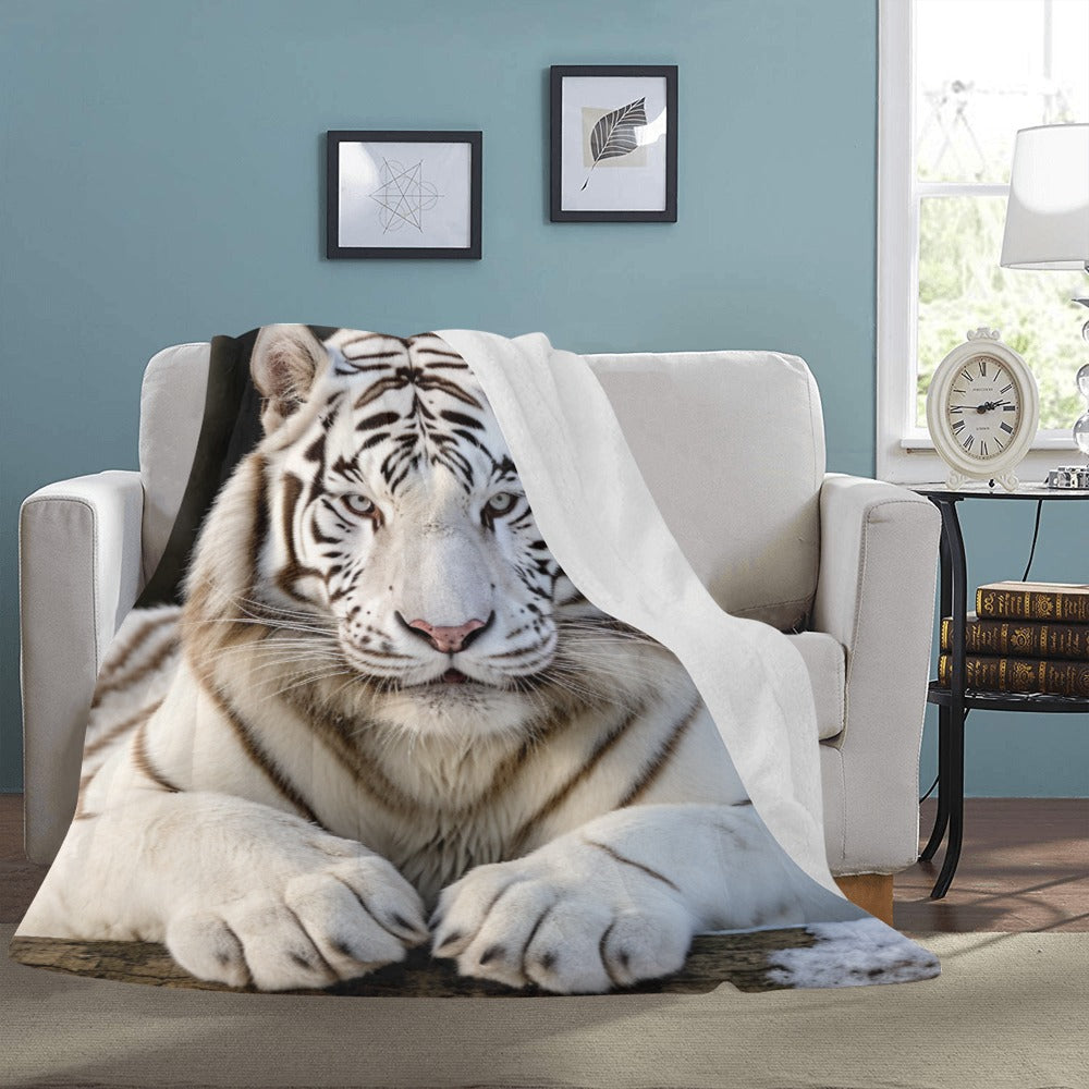 White Tiger Majesty Blanket - Majestic Wildlife Throw - Soft Plush - 60x80