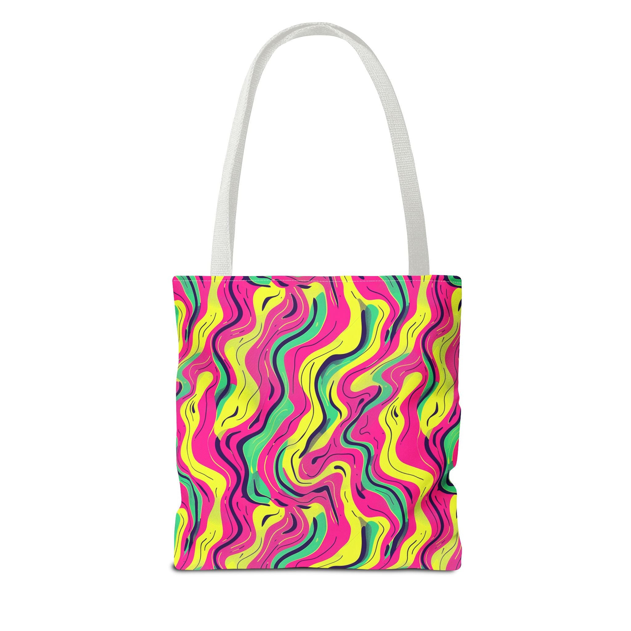 Squiggly Pink Yellow Green Pattern Eccentric Tote Bag