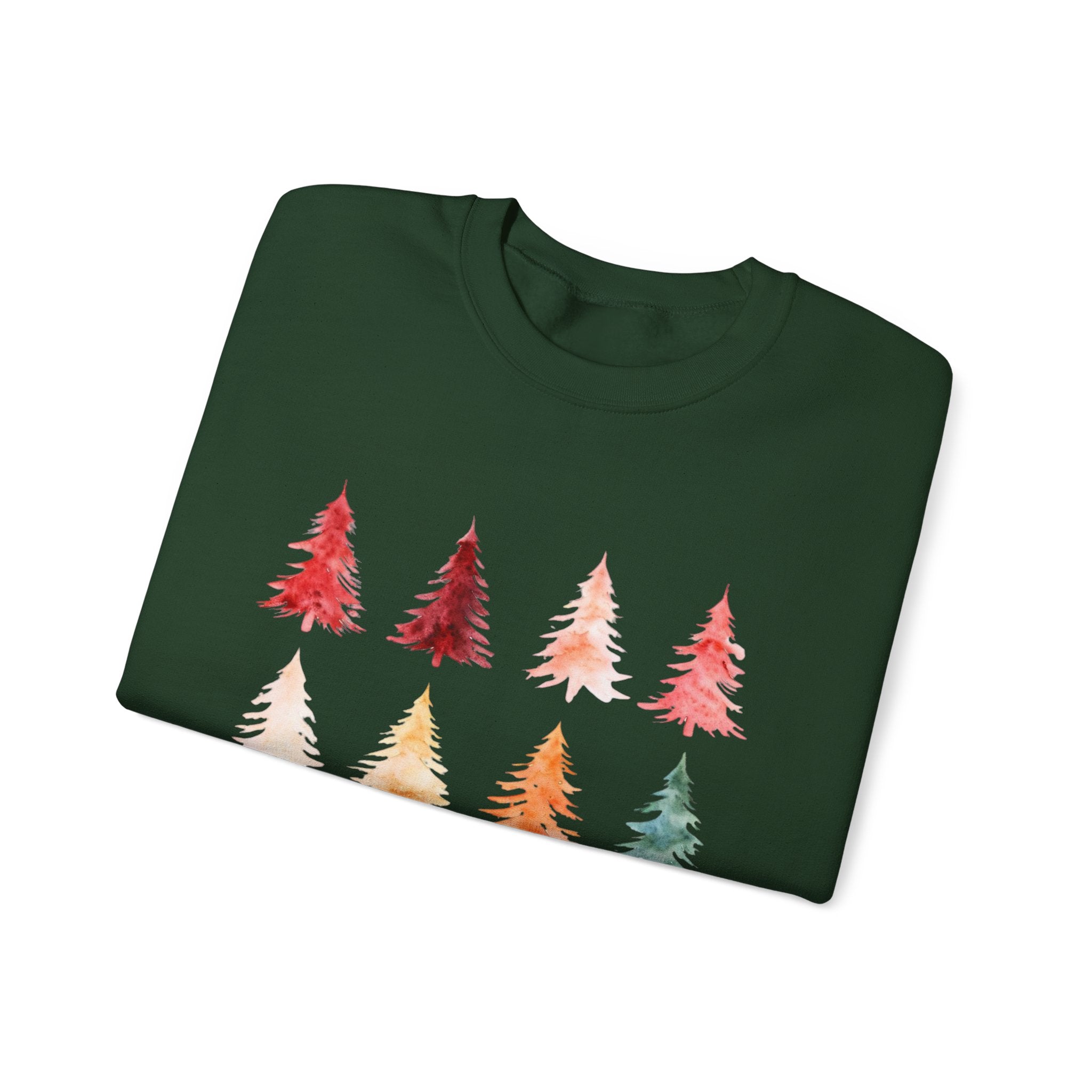 Unisex Watercolor Christmas Tree Festive Holiday Sweater Unisex Heavy Blend™ Crewneck Sweatshirt