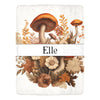 Autumn Mushroom Blanket - Personalized Name Fall Throw - Soft Plush - 60x80