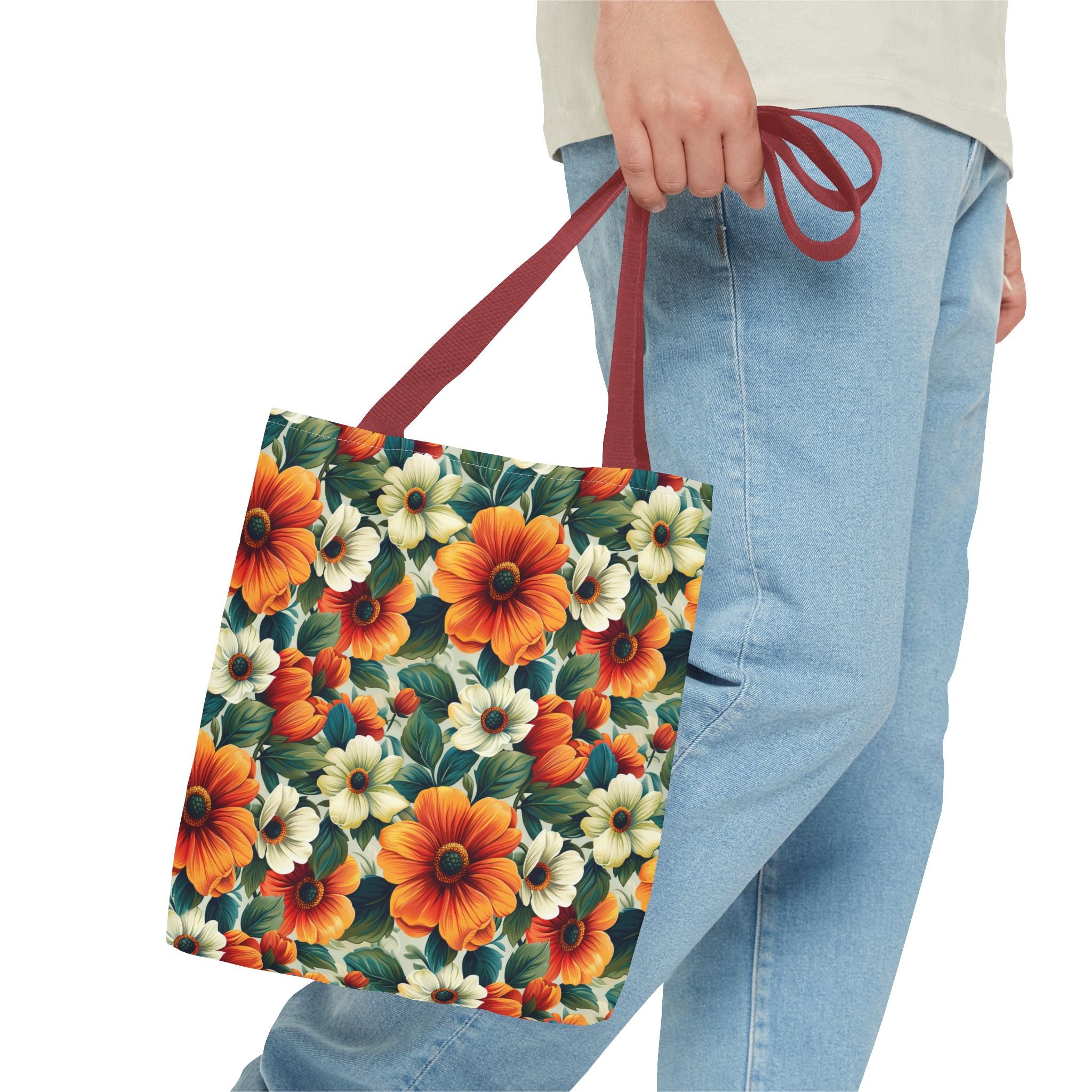 Orange & White Flower Summer Tote Bag