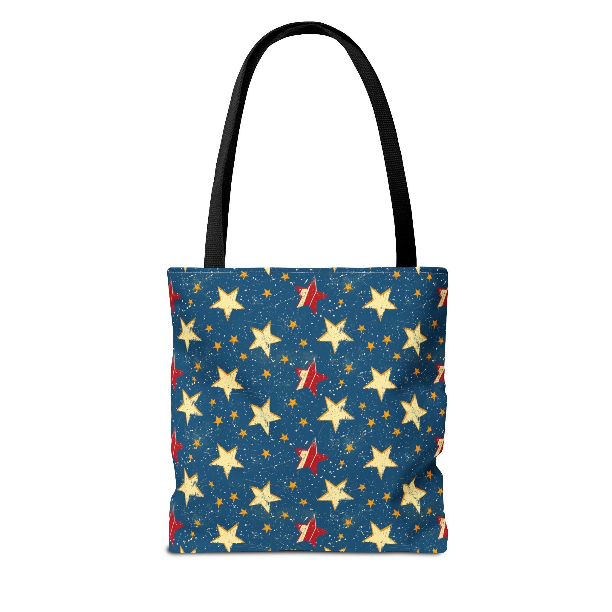 Red, Blue & White Starts American Flag Pattern Patriotic Tote Bag