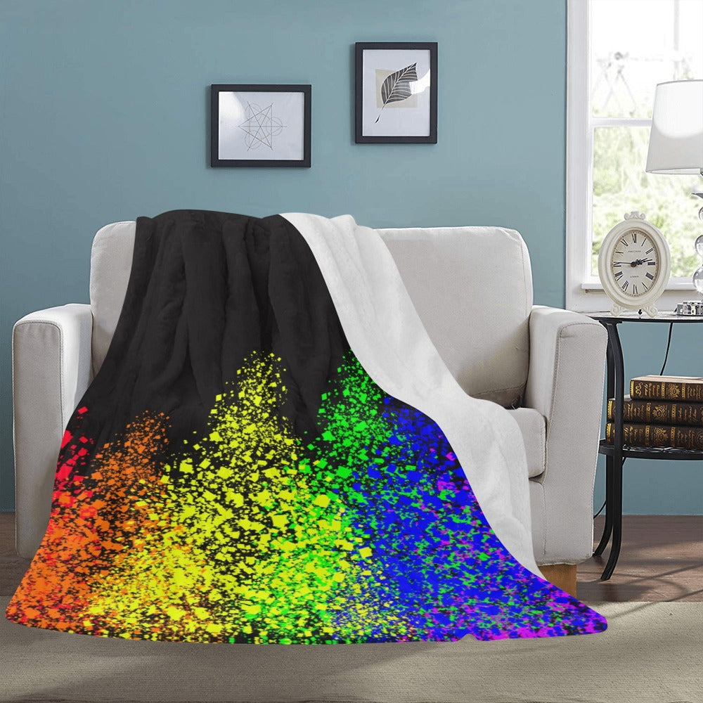 Cranberry Lake Designs Abstract Rainbow Art Throw Blanket