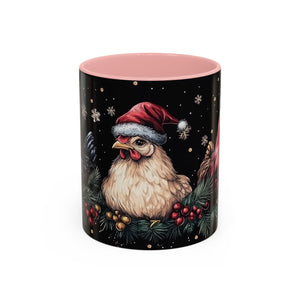 Christmas Chickens Mug | Funny Holiday Coffee Cup | Rooster and Hen Xmas Decor | Unique Gift | 11oz & 15oz