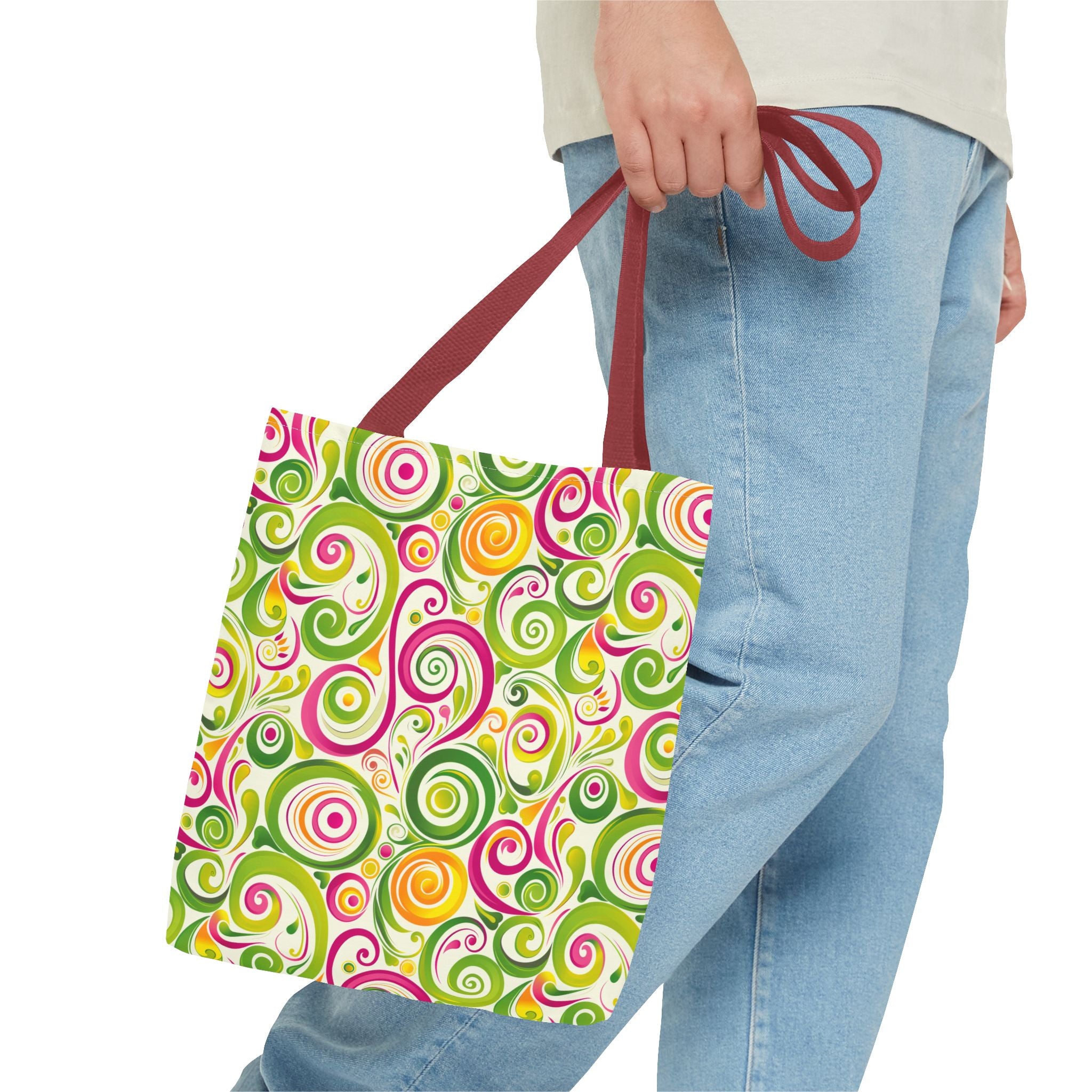 Swirly Pink Yellow Green Pattern Eccentric Tote Bag