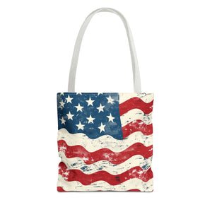 Red, Blue & White Starts American Flag Pattern Patriotic Tote Bag