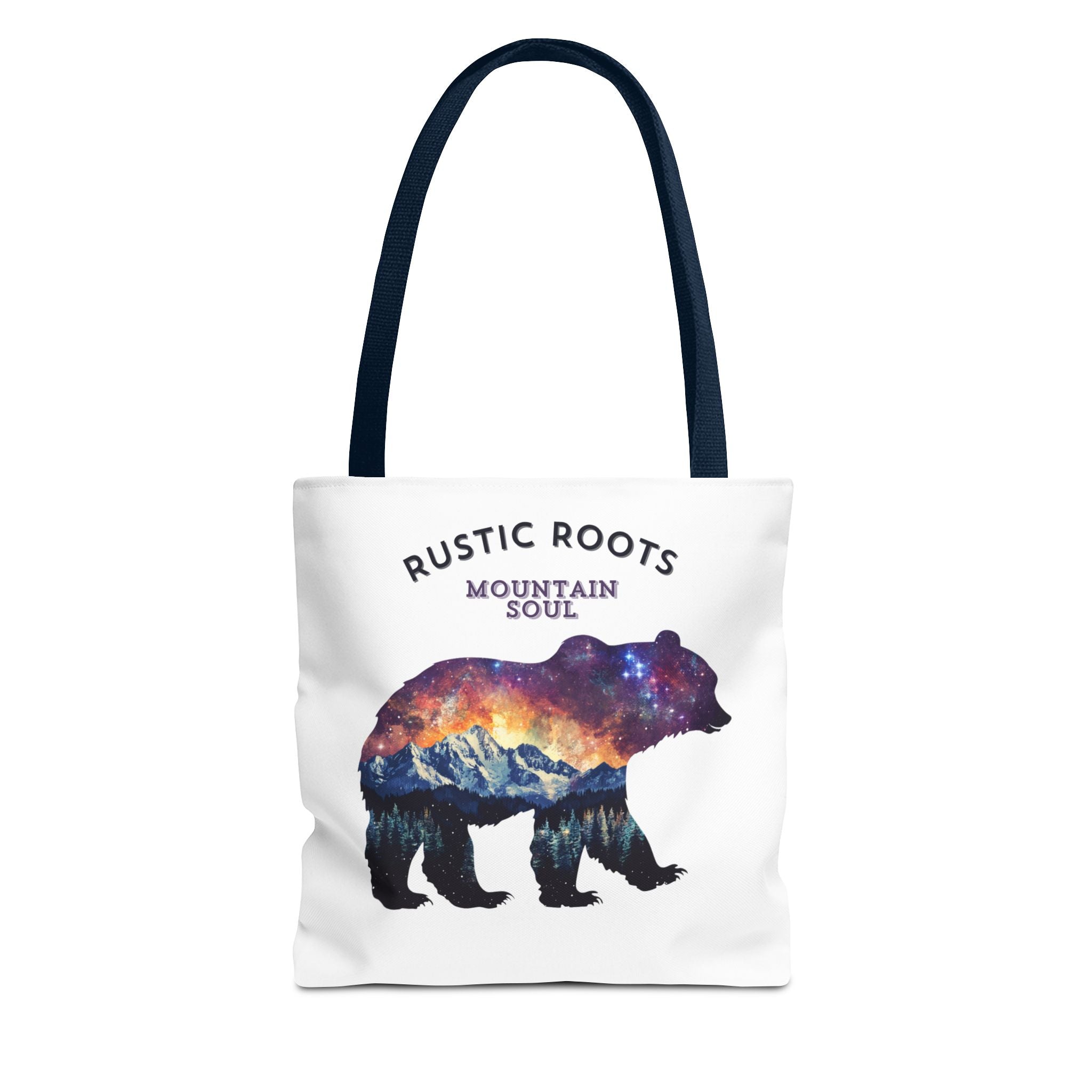 Rustic Roots Mountain Soul Tote Bag - Durable Polyester Tote, Adventure Bear Design