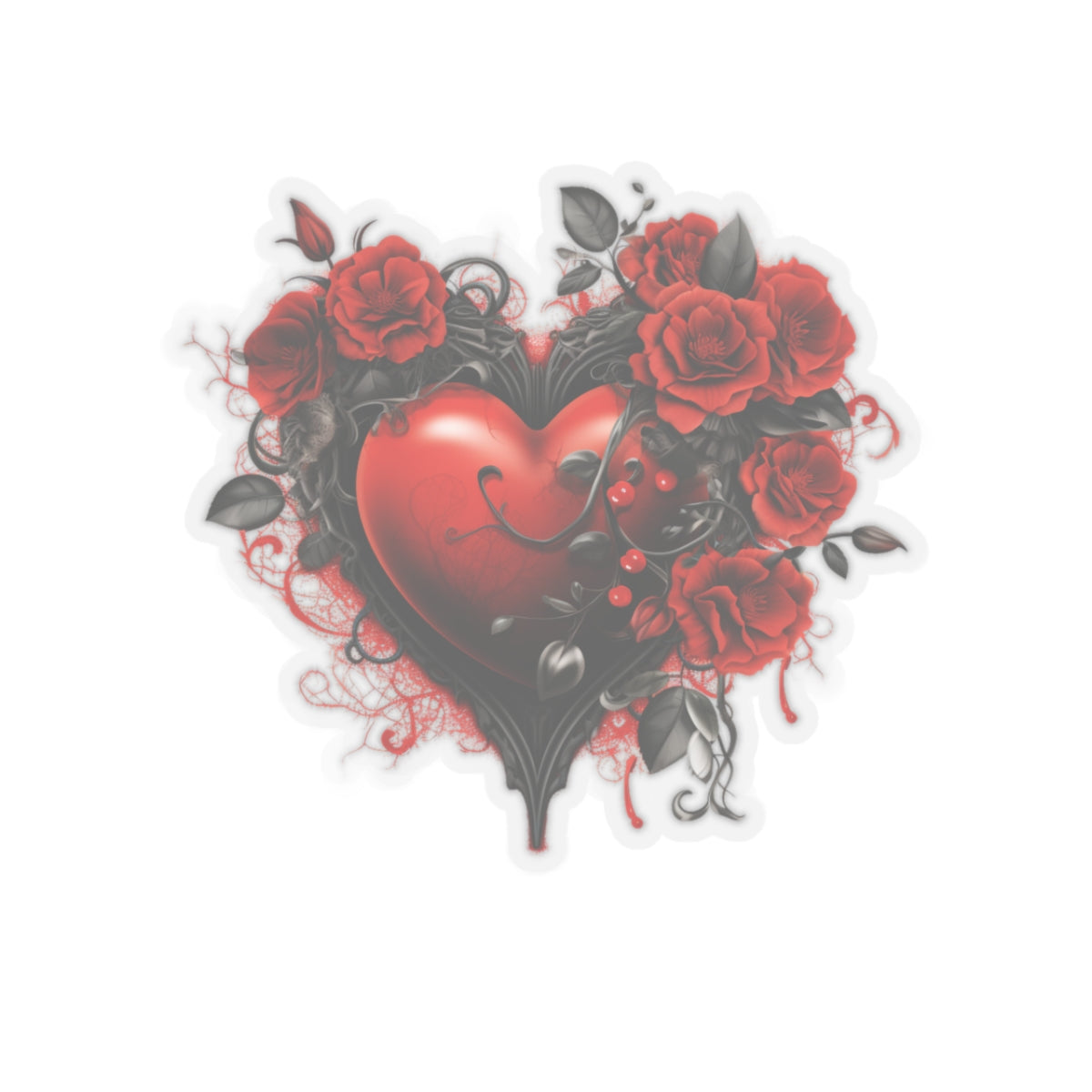 Red Roses Heart Vinyl Sticker