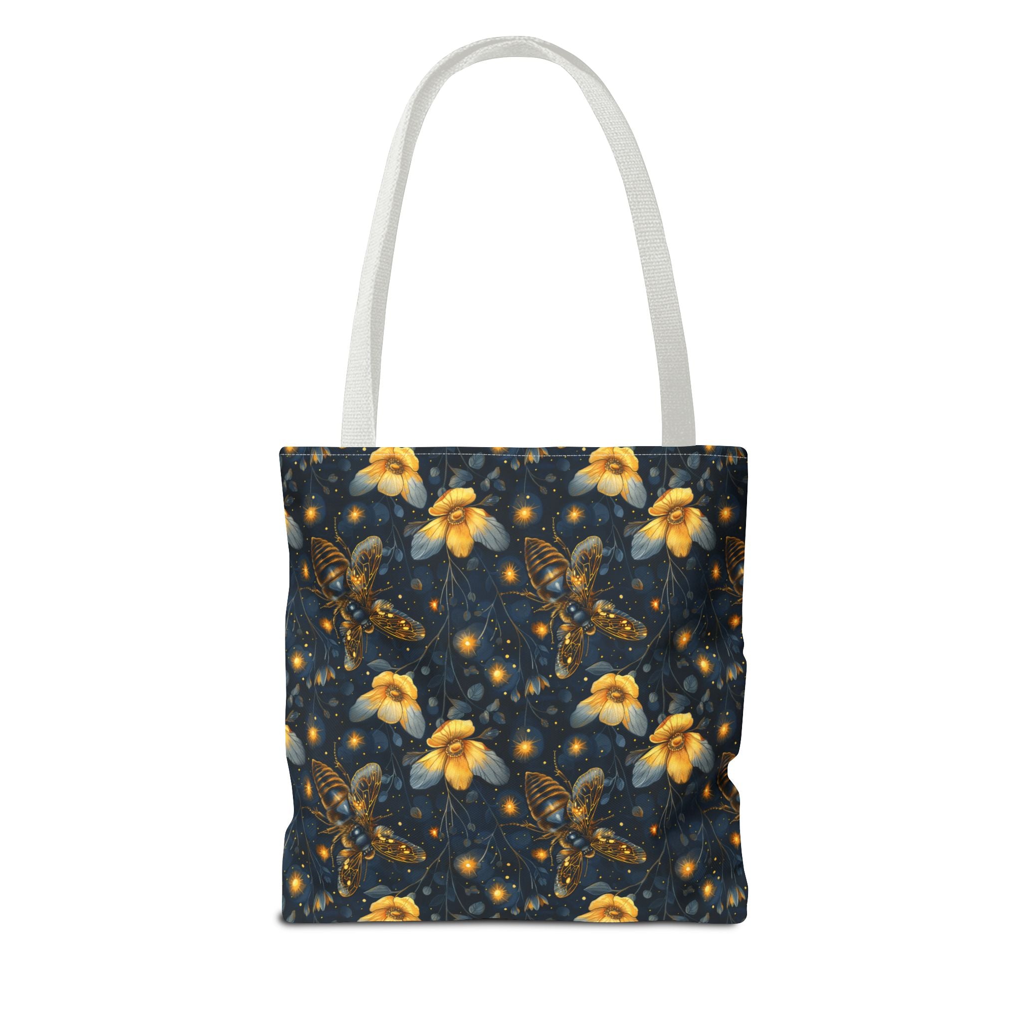 Whimsical Gold Floral Bee Fairycore Tote Bag