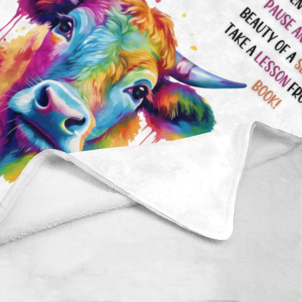 Cranberry Lake Designs Tie Dye Cow Pause & Enjoy Ultra-Soft Micro Fleece Blanket