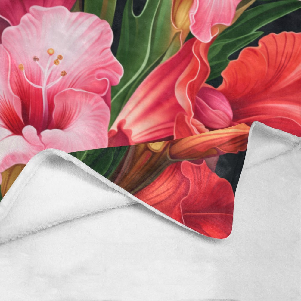 Exotic Amaryllis Fleece Blanket - Twin Size, Adds a Touch of the Tropics