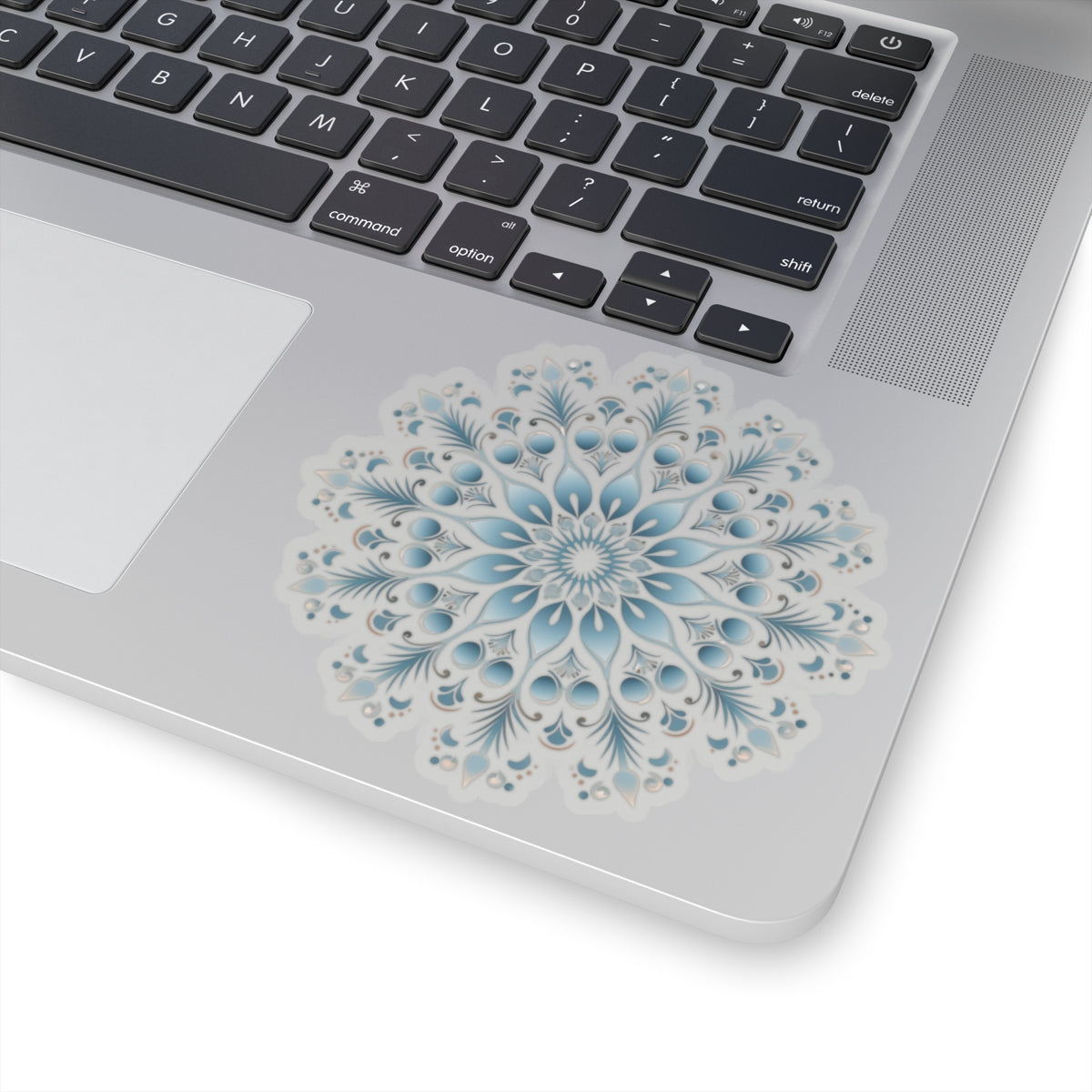 Light Blue Ornate Snowflake Holiday Christmas Vinyl Sticker