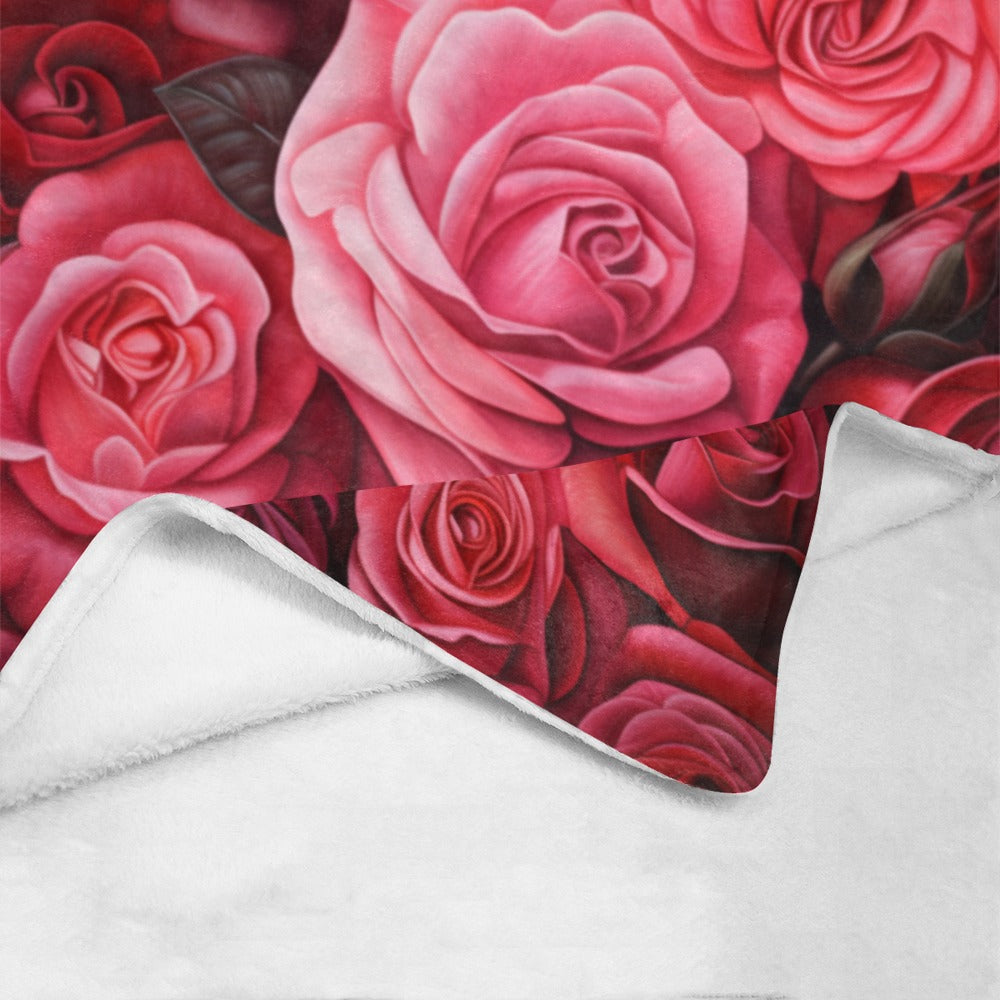 Romantic Rose Blanket - Soft Plush Throw - Floral Bedding - 60x80