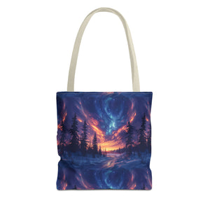 Winter Northern Lights Tote Bag