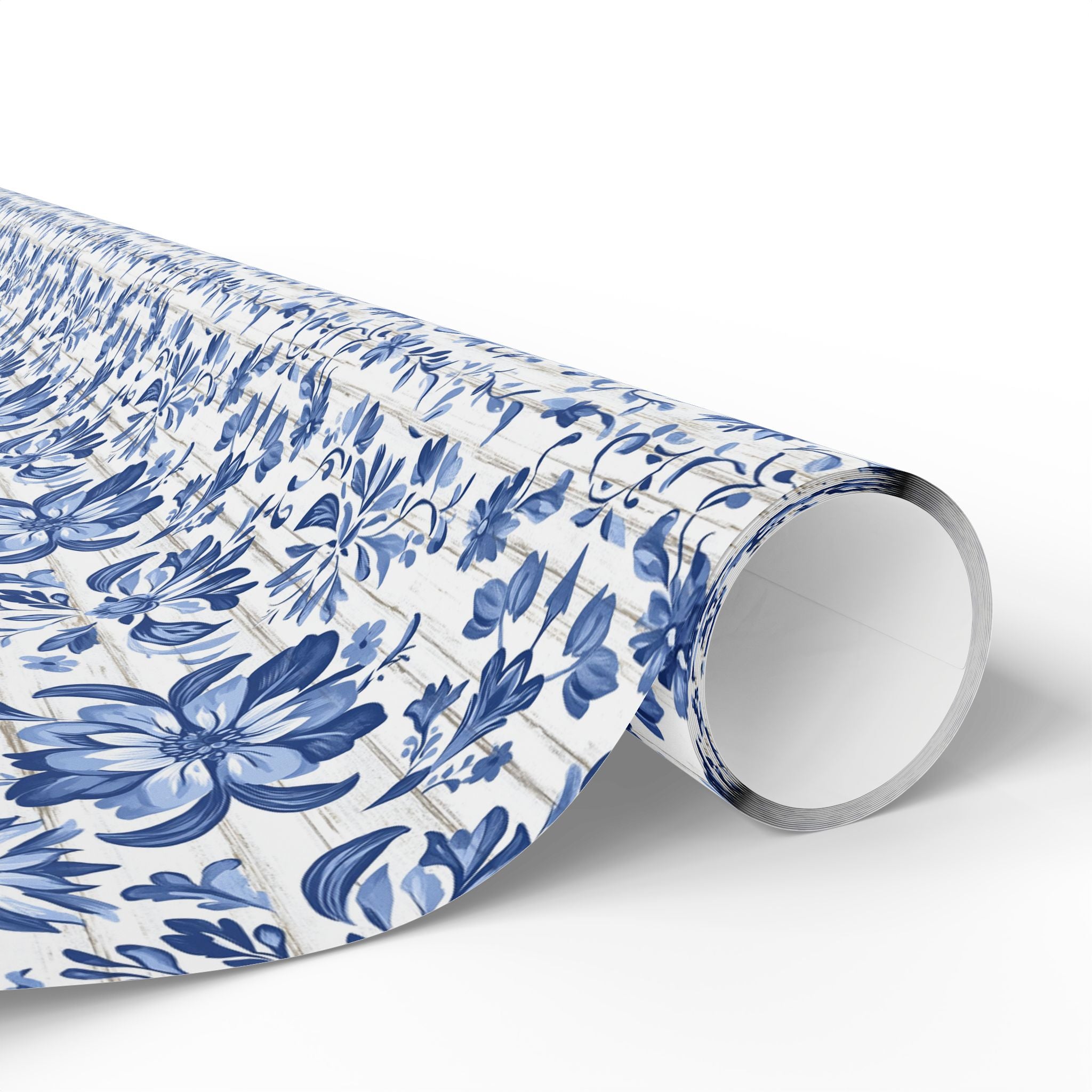 Rustic Blue and White Flower Wrapping paper