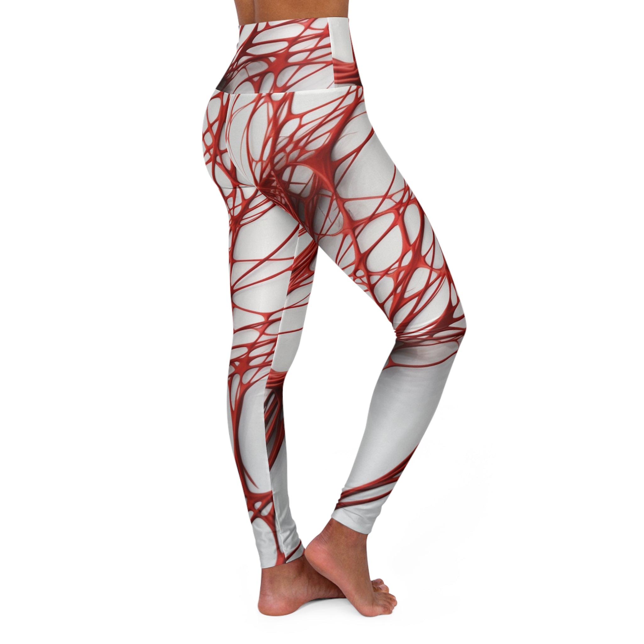 White & Red Gym Leggings for Women S-2XL - Sleek & Supportive