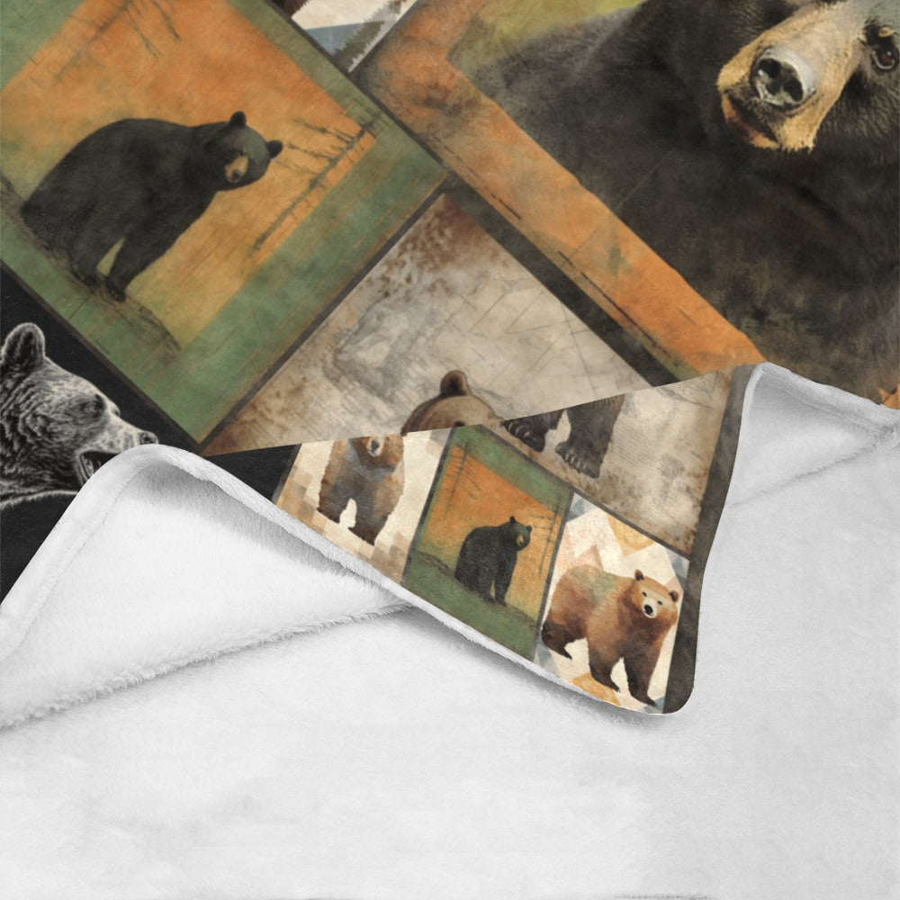 Cranberry Lake Designs Rustic Bear Collage Ultra-Soft Micro Fleece Blanket 60" x 80"