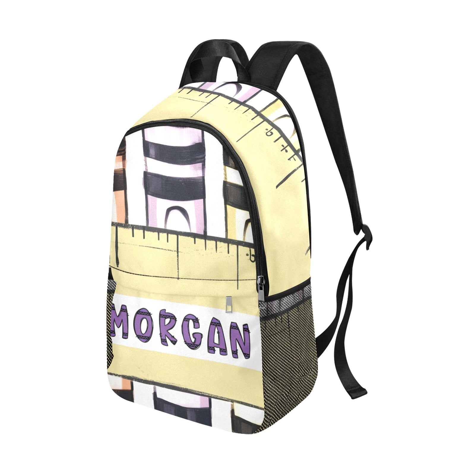 Crayon Custom Name Backpack All-Over Print Unisex Casual Backpack with Side Mesh Pockets (Model 1659) - Cranberry Lake Design Co.  #