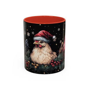 Christmas Chickens Mug | Funny Holiday Coffee Cup | Rooster and Hen Xmas Decor | Unique Gift | 11oz & 15oz