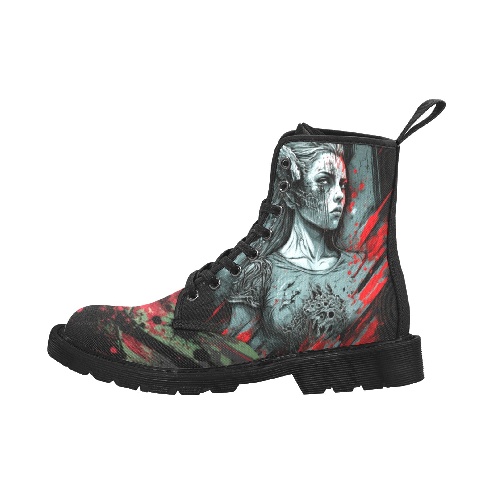 Zombie Graphic Women's Lace Up Canvas Boots - Cranberry Lake Design Co.  #