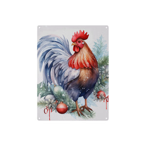 Cluckin' Christmas: Farmhouse Chicken Metal Tin Sign - Cranberry Lake Design Co.  #