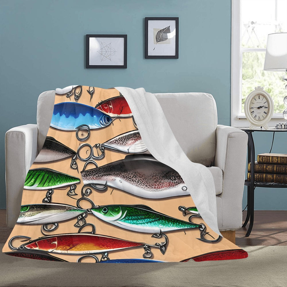 Cranberry Lake Designs Fishing Lures Throw Blanket