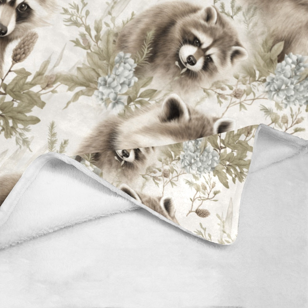 Cranberry Lake Designs Ultra-Soft Micro Fleece Country Rustic Racoons Floral Blanket