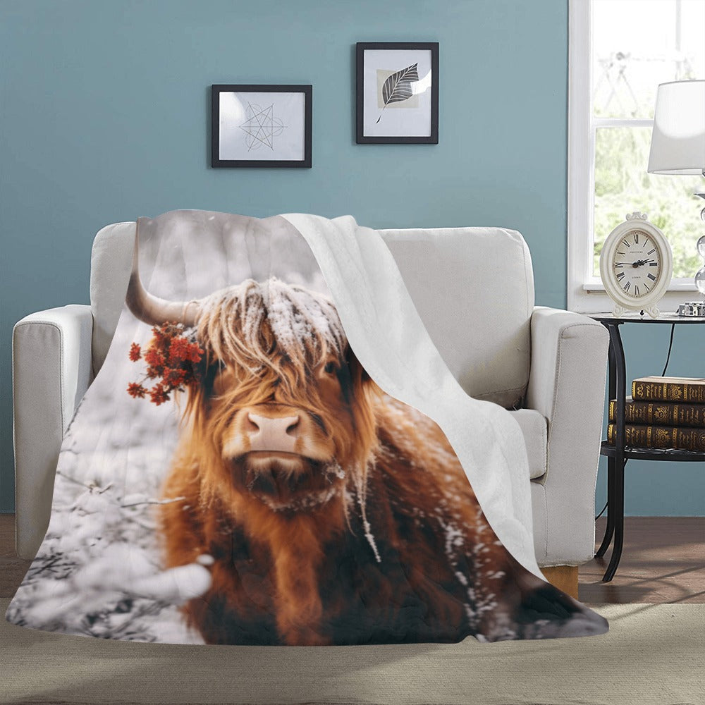 Christmas Highland Cow Ultra-Soft Micro Fleece Blanket