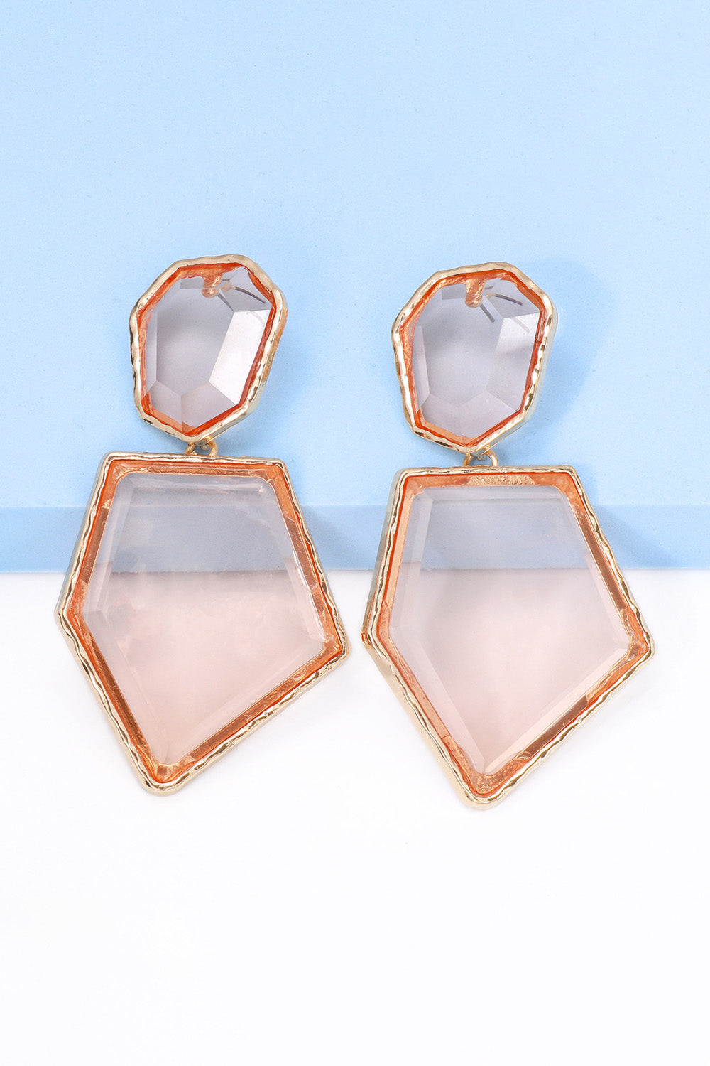 Geometrical Shape Zinc Alloy Frame Resin Dangle Earrings