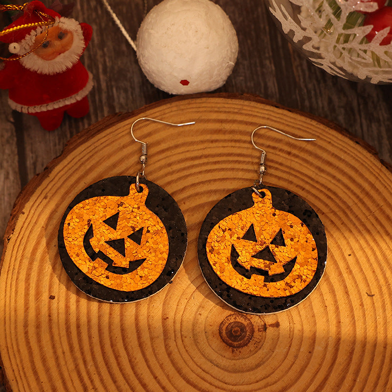 PU Leather Pumpkin Earrings