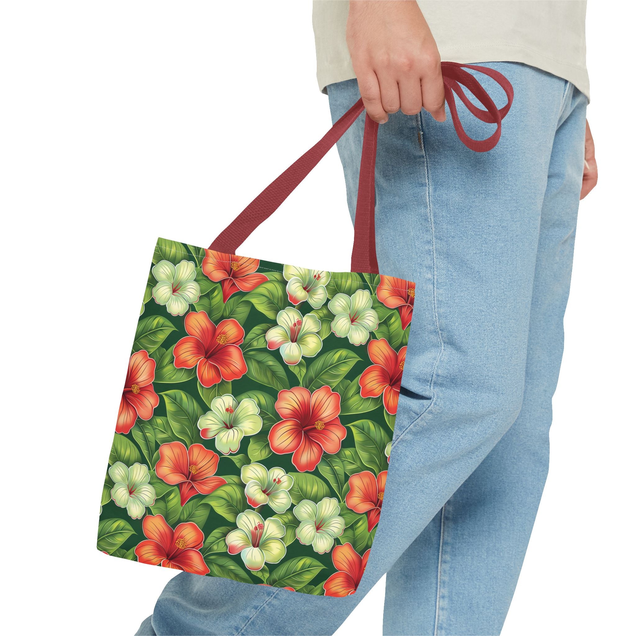 Pink & White Tropical Flowers Tote Bag