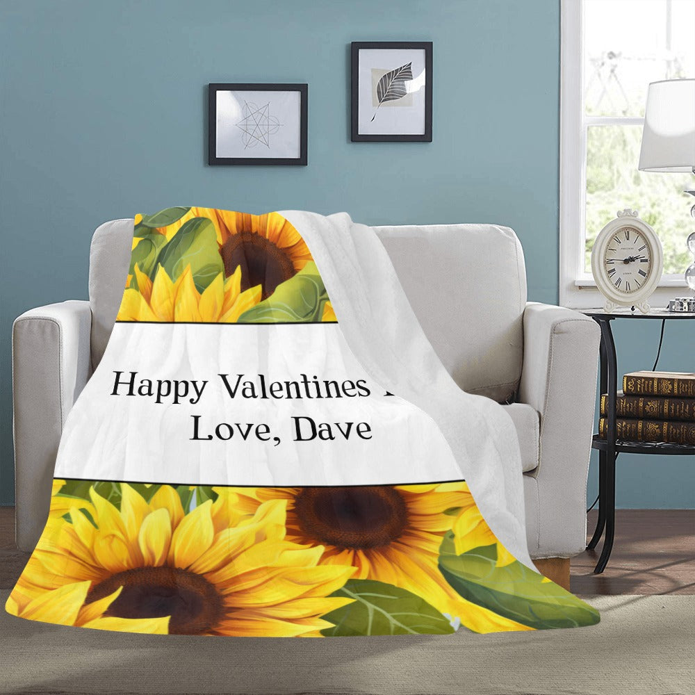 Sunflower Valentine's Day Blanket - Personalized Gift - Warm & Cozy