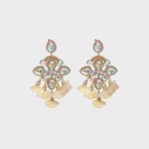 Flower Shape Rhinestone Alloy Dangle Earrings