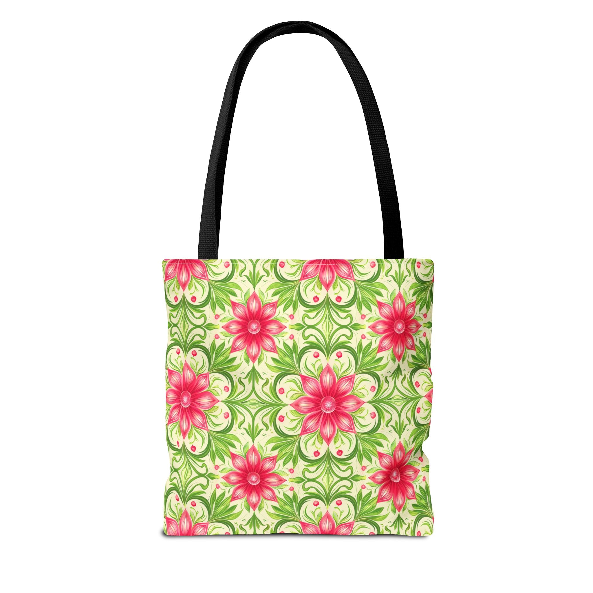 Pink & Green Floral Pattern Eccentric Tote Bag