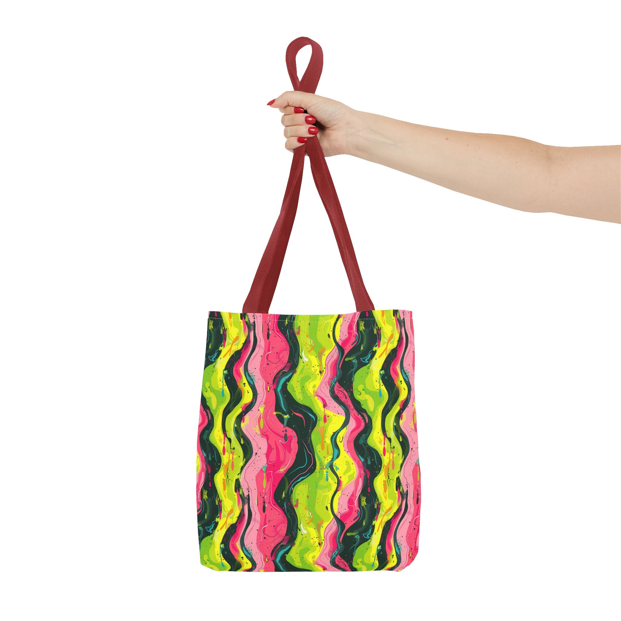 Wavy Pink Yellow Green Pattern Eccentric Tote Bag