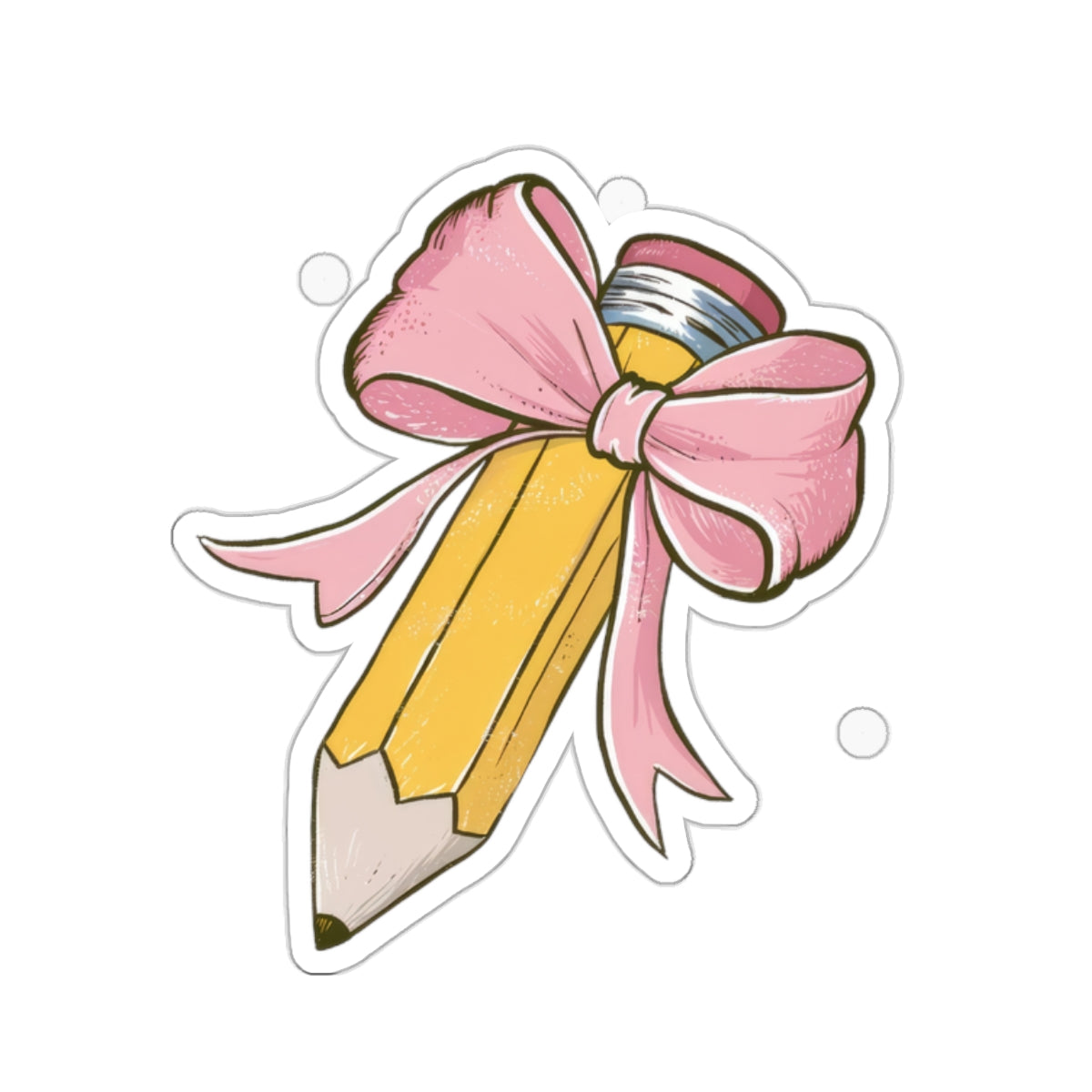 Pink Bow Pencil Adorable Girls Sticker for Teachers Kids back To School Gift