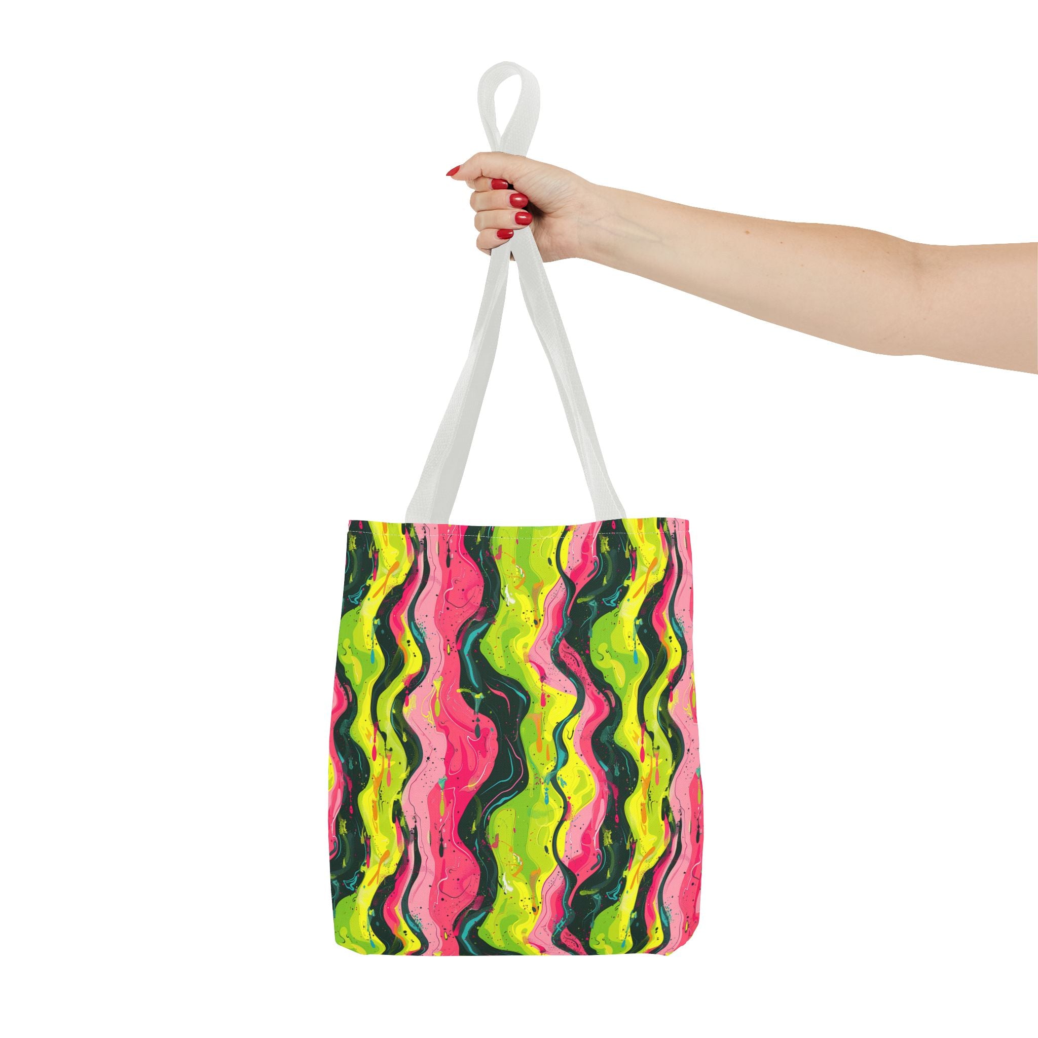 Wavy Pink Yellow Green Pattern Eccentric Tote Bag