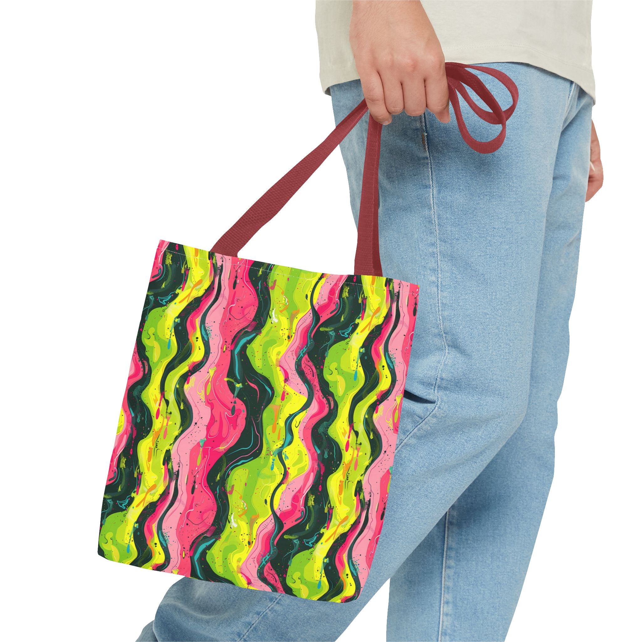 Wavy Pink Yellow Green Pattern Eccentric Tote Bag