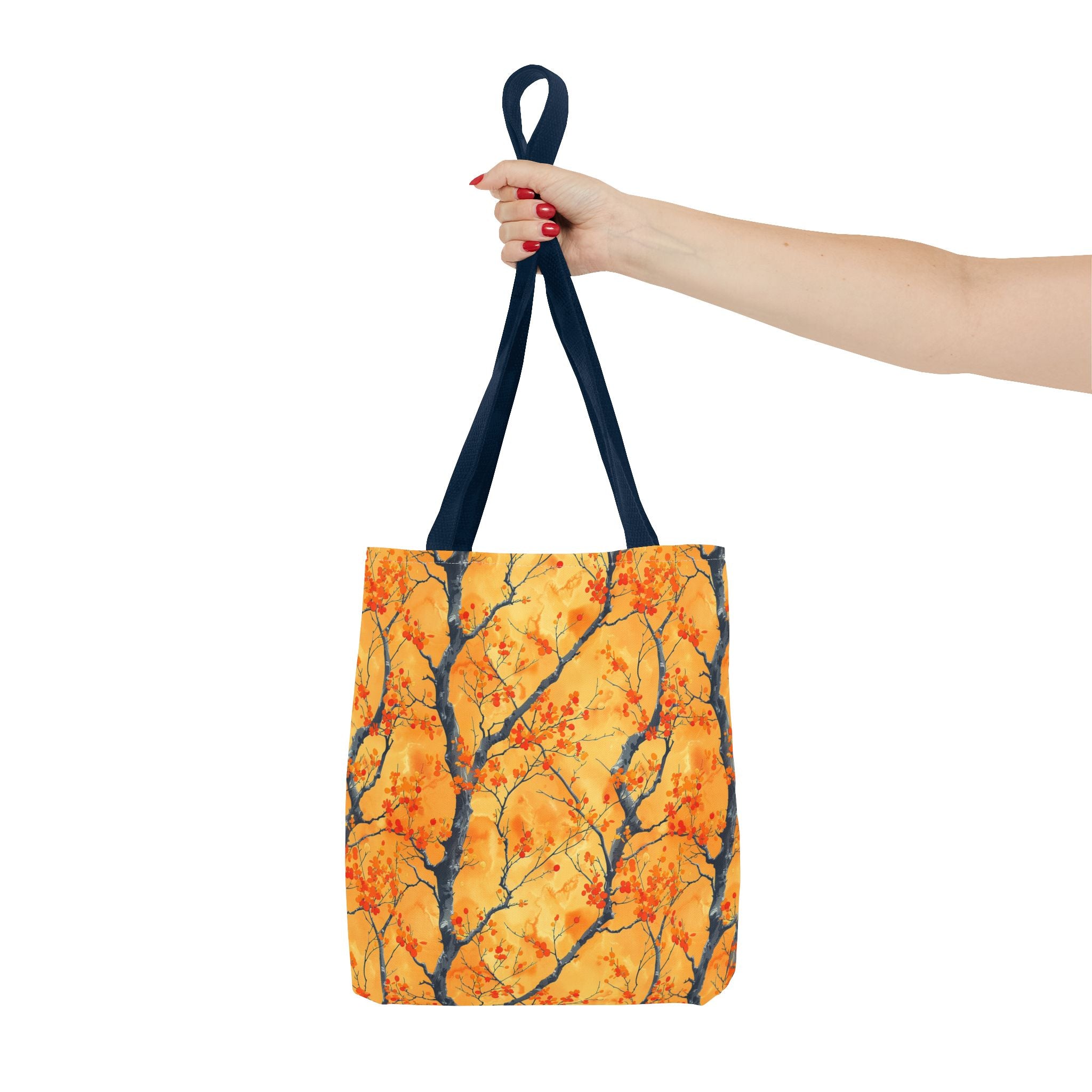 Stylish and Durable Custom-Printed Tote Bags with Autumn Leaf Design, Available in 3 Sizes