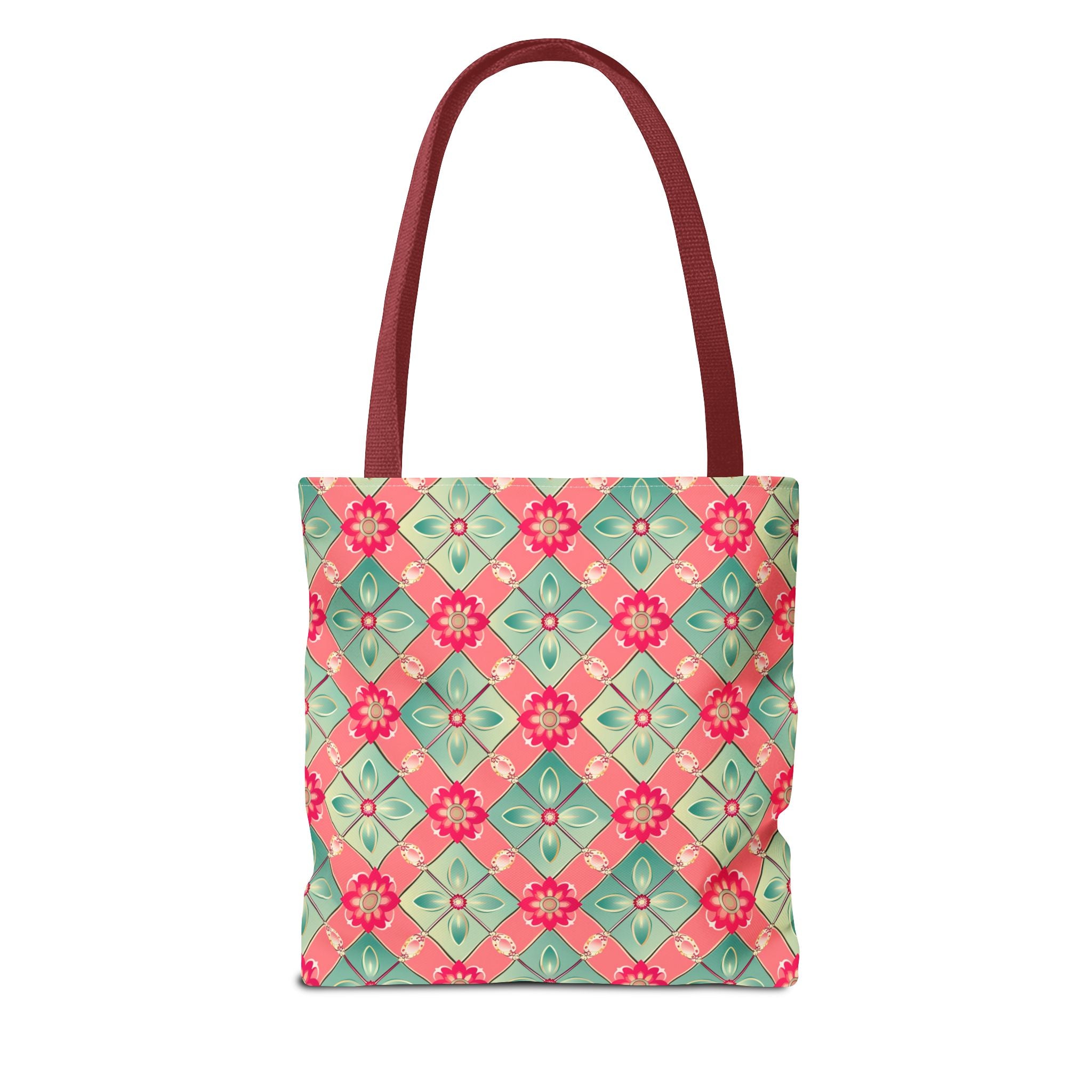 Pink & Blue Floral Tiled Pattern Eccentric Tote Bag