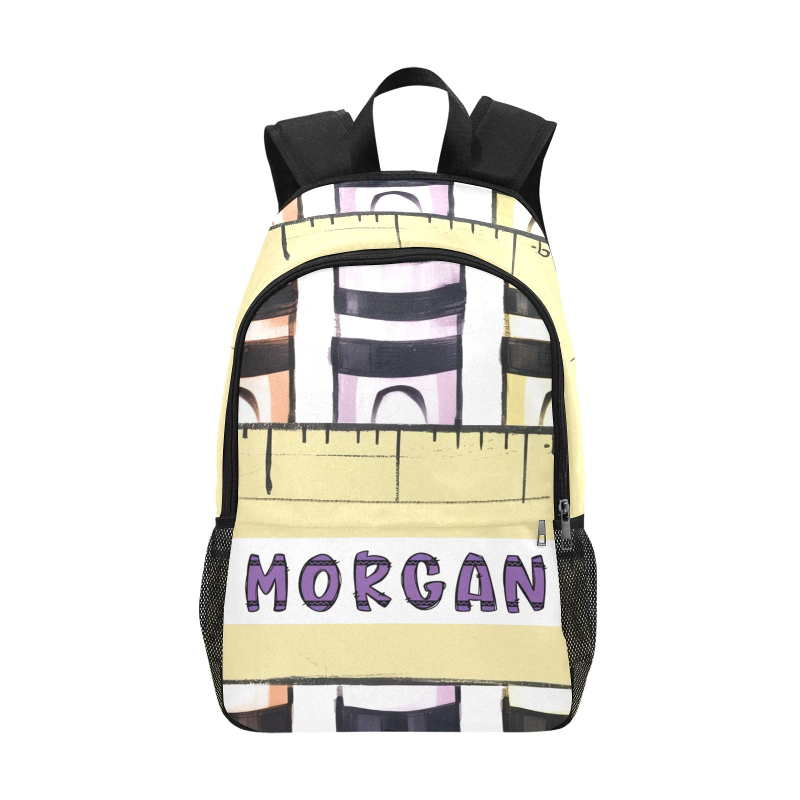 Crayon Custom Name Backpack All-Over Print Unisex Casual Backpack with Side Mesh Pockets (Model 1659) - Cranberry Lake Design Co.  #