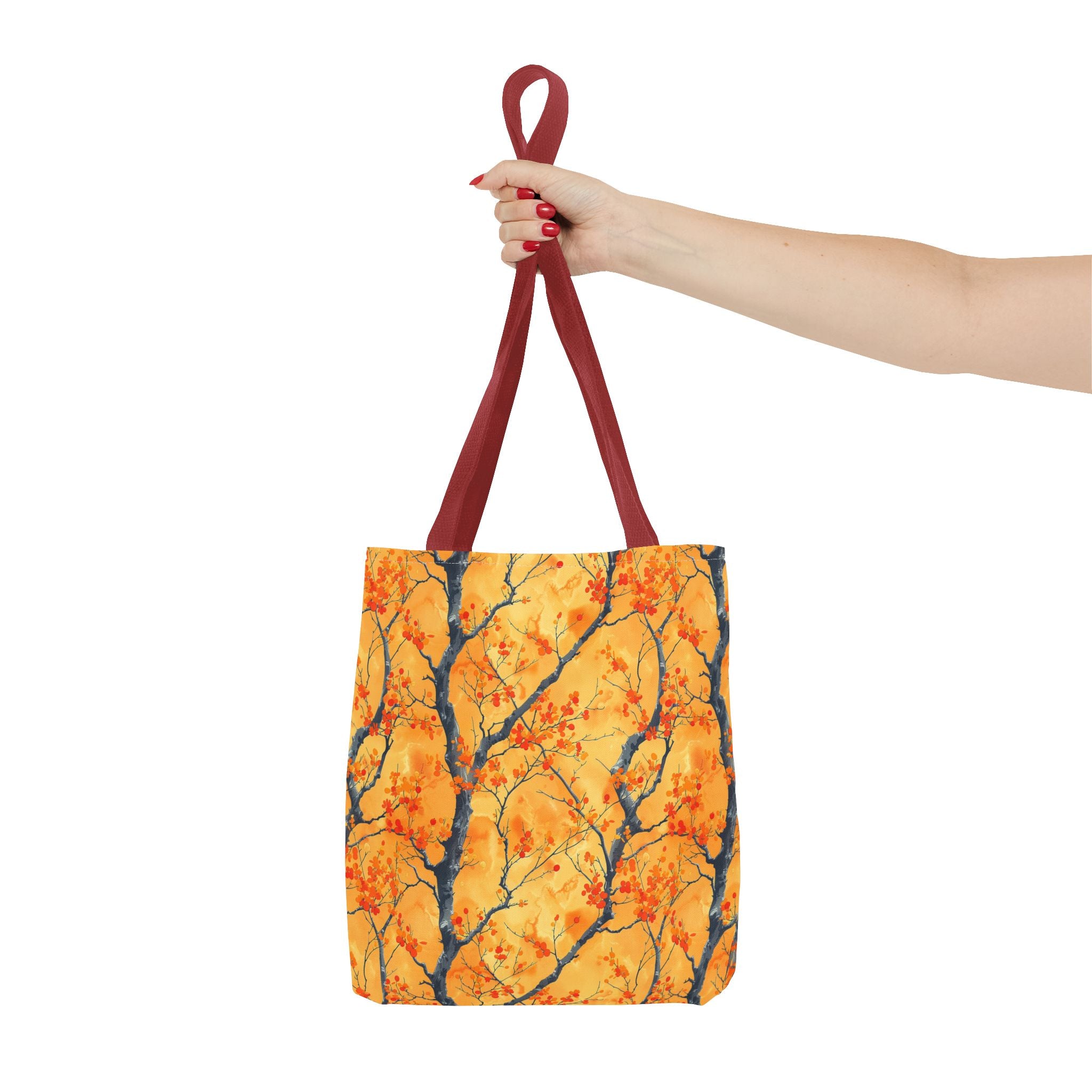 Stylish and Durable Custom-Printed Tote Bags with Autumn Leaf Design, Available in 3 Sizes